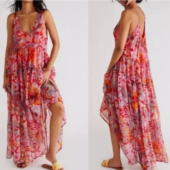 Free People Julianna Floral floaty maxi dress small - Picture 5 of 16